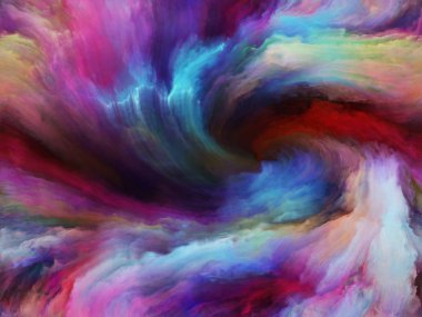 Girdap büküm ve girdap serisi. Renk ve hareket üzerine yağlıboya sanat, yaratıcılık ve hayal gücü mecazi ilişki ile kompozisyon