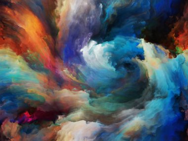 Girdap büküm ve girdap serisi. Tasarım, sanat, yaratıcılık ve hayal gücü bir metafor konuyla ilgili olarak tuval üzerine hareket ve renk oluşan