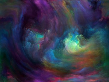 Soyut Renk serisi. Sanat, yaratıcılık ve hayal gücü üzerine çalışmalar için tuval üzerinde hareket halindeki renkli boyanın görsel olarak tatmin edici bileşimi