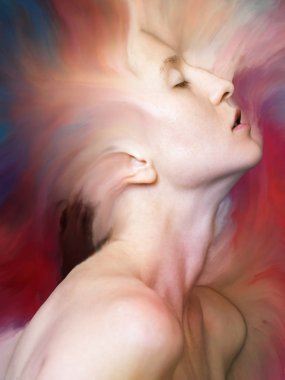 Dünya serisi. Duygular, duygular, iç dünya, yaratıcılık ve hayal gücü konularında kadın portresi ile birleştirilmiş yaratıcı bir düzenleme.