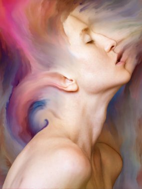 Dünya serisi. Duygular, duygular, iç dünya, yaratıcılık ve hayal gücü konularında kadın portresi ile birleştirilmiş yaratıcı bir düzenleme.