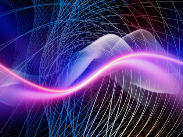宇宙シリーズの技術 テクノロジー コンピュータ情報の世界に関する波 グリッド ライトで構成される芸術的抽象化 — ストック写真