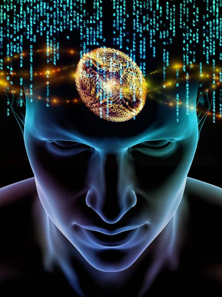 Delar Sinnet Serie Illustration Mänskliga Huvudet Och Symboler Teknik Ämnet — Stockfoto
