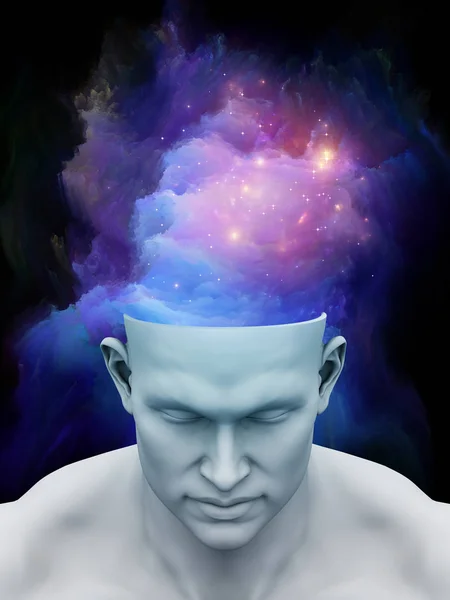Geistesnebel Illustration Des Menschlichen Kopfes Mit Bunten Fraktalwolken Für Themen — Stockfoto