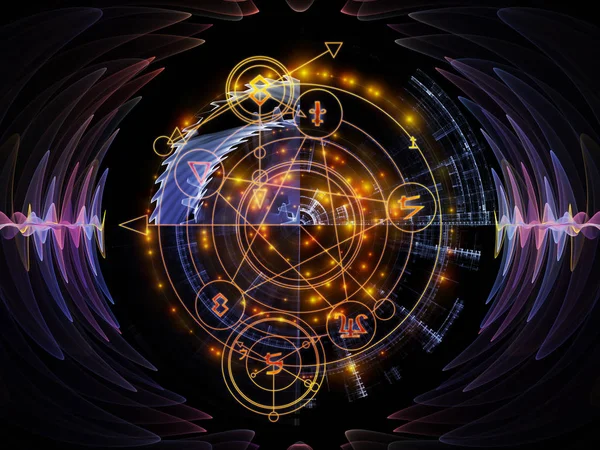 Серия Astral Glow Дизайн Состоящий Линий Сакральной Геометрии Астрологических Символов — стоковое фото