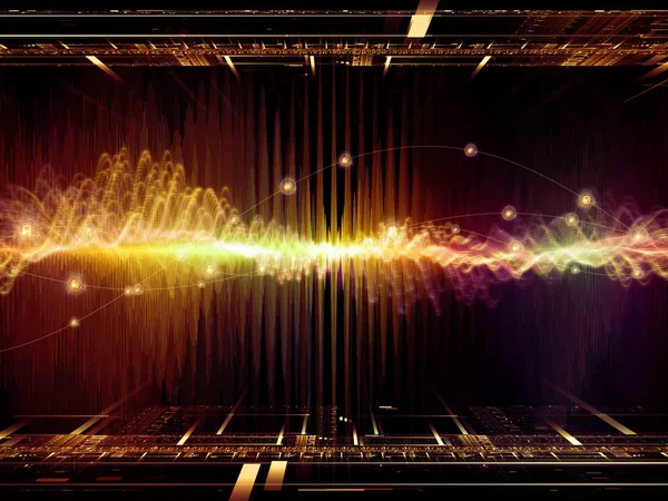 Wave Function series. Background design of colored sine vibrations, light and fractal elements on the subject of sound equalizer, music spectrum and  quantum probability