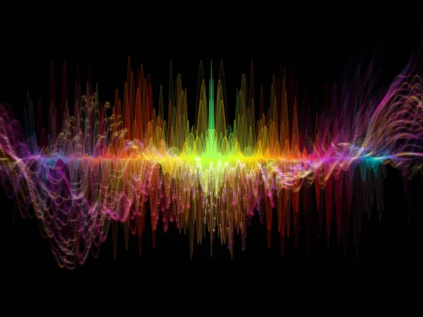 波動関数のシリーズ 芸術的な抽象化から成る着色された正弦振動 音のイコライザー 音楽の件名上のフラクタルの要素スペクトルと量子確率 — ストック写真