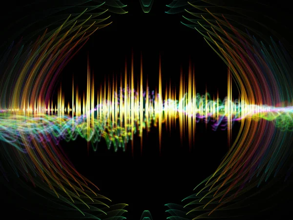 波函数系列 背景由彩色正弦振动 光和分形元素组成 适用于音响均衡器 音乐频谱和量子概率等项目 — 图库照片