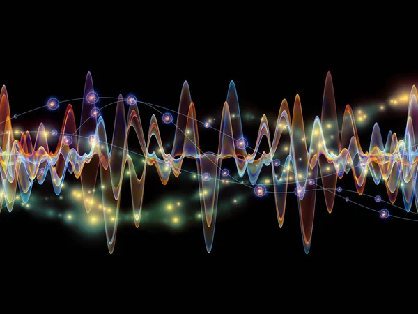 Wave Function Series Creative Arrangement Colored Sine Vibrations Light Fractal — Stock Photo, Image