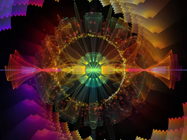 Серія Хвильових Функцій Склад Кольорових Синусоїдних Коливань Світлових Фрактальних Елементів — стокове фото