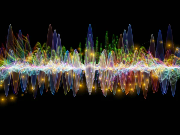 Serie Wave Function Progettazione Fondo Vibrazioni Sinusoidali Colorate Elementi Luminosi — Foto Stock