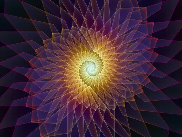 Spiral Geometry series. Background design of spinning vortex of fractal elements on the subject of mathematics, geometry and science