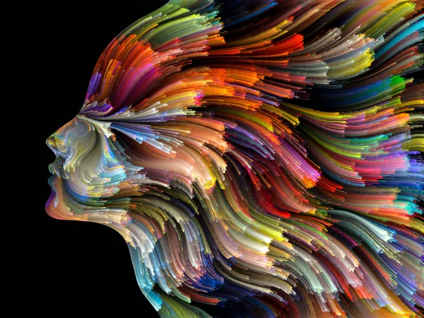 Série Face Color Abstraction Artistique Composée Profil Humain Lignes Colorées — Photo