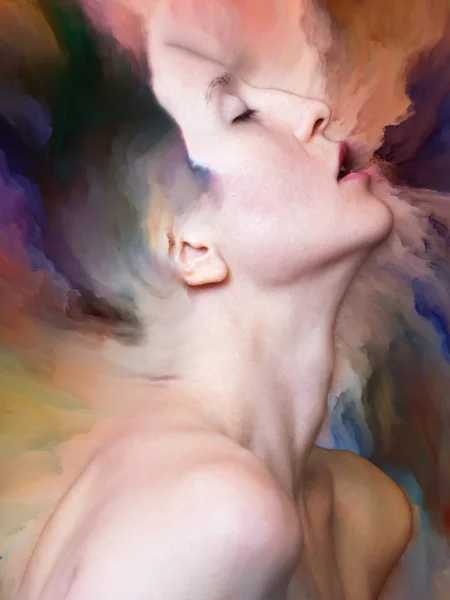 Her World Series Visually Pleasing Composition Female Portrait Fused Vibrant — Stock Photo, Image