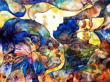 Lekeli Glass Forever serisi. Sanat, uzay bölünmesi ve tasarım projeleri için uygun renk parçaları, şekil desenleri ve sembollerin soyut düzenlenmesi