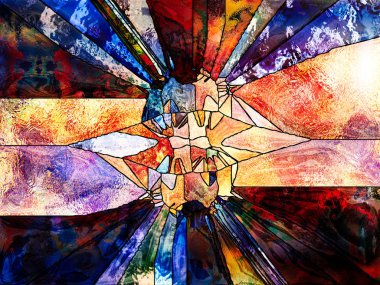 Lekeli Glass Forever serisi. Tasarım, yaratıcılık ve hayal gücü konularındaki çizgiler, şekiller ve renk kalıplarından oluşan soyut tasarım