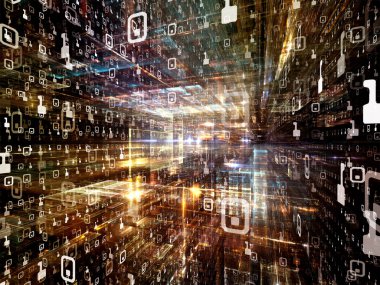 Dijital City serisi. Tasarım projeleri için fon olarak hizmet etmek için üç boyutlu Fraktallar ve numaraları yapılan bilgisayarlar, bilim, sanal gerçeklik ve modern teknoloji ile ilgili