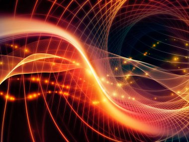 Teknoloji alanı serisi. Arka plan tasarımı dalgalar, Izgaralar ve teknoloji, bilim ve bilgisayar bilgi dünyasına konusu ışıkları