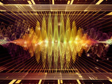 Dalga fonksiyonu serisi. Soyut renkli sinüs titreşimler, ışık ve ses ekolayzer, müzik konusunda fraktal öğeleri yapılmış tasarım spektrum ve kuantum olasılık