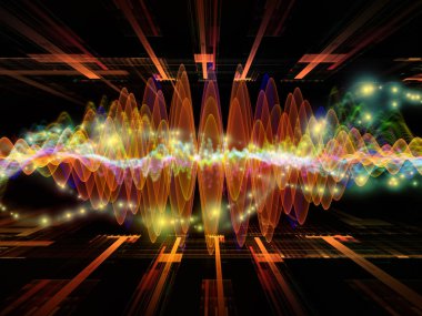 Dalga fonksiyonu serisi. Arka plan yapılmış renkli sinüs titreşimleri, ışık ve ses ekolayzer, projelerde birlikte kullanılması fraktal öğeleri için müzik spektrum ve kuantum olasılık