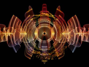 Dalga Fonksiyonu serisi. Ses eşitleyici, müzik spektrumu ve kuantum olasılığı konularında renkli sinüs titreşimleri, ışık ve fraktal elementlerin düzenlenmesi