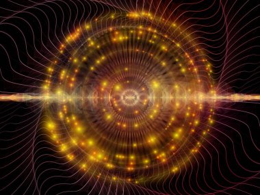 Dalga fonksiyonu serisi. Sanatsal soyutlama oluşan renkli sinüs titreşimleri, ışık ve fraktal öğeleri konu üzerinde ses ekolayzer, müzik spektrum ve kuantum olasılık