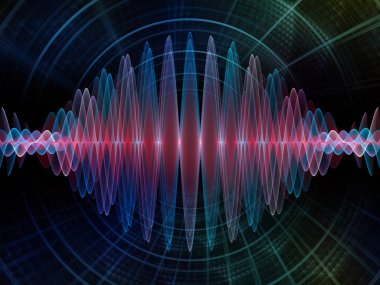 Dalga fonksiyonu serisi. Renkli sinüs titreşimler kompozisyon, ışık ve fraktal elemanları ses ekolayzer, mecazi ilişkisi ile müzik spektrum ve kuantum olasılık