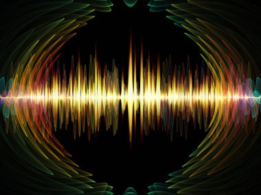 Dalga fonksiyonu serisi. Bileşimi renkli sinüs titreşimler, ışık ve ses ekolayzer, müzik projeleri için fon olarak hizmet etmek için fraktal öğeleri spektrum ve kuantum olasılık