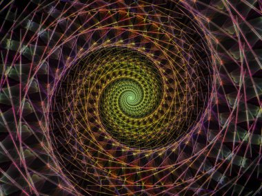 Sarmal geometri serisi. İplik girdap matematik, geometri ve bilim konusunda fraktal öğelerinin arka plan tasarımı
