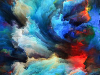 Girdap Döndürme ve Girdap serisi. Sanat, yaratıcılık ve hayal gücü konulu tuval üzerinde renk ve hareket arkaplanı