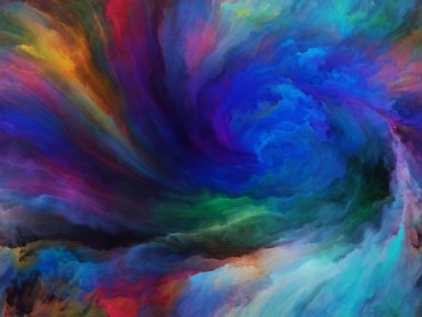 Girdap büküm ve girdap serisi. Renk ve hareket üzerine yağlıboya sanat, yaratıcılık ve hayal gücü mecazi ilişki ile kompozisyon