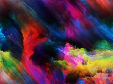 Soyut Renk serisi. Sanat, yaratıcılık ve hayal gücü konularında bir metafor olarak tuval üzerinde hareketli rengarenk resmin yaratıcı düzenlenmesi