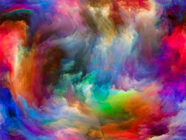 Soyut Renk serisi. Sanat, yaratıcılık ve hayal gücü konularında bir metafor olarak tuval üzerinde hareketli rengarenk resmin yaratıcı düzenlenmesi