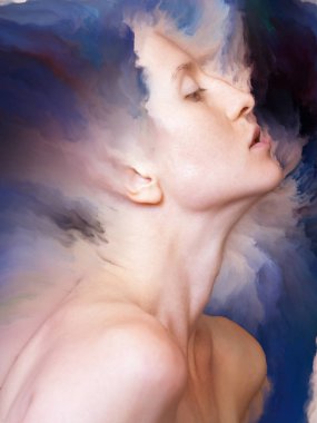 Dünya serisi. Duygular, duygular, iç dünya, yaratıcılık ve hayal gücü konularında kadın portresinin canlandırılması.