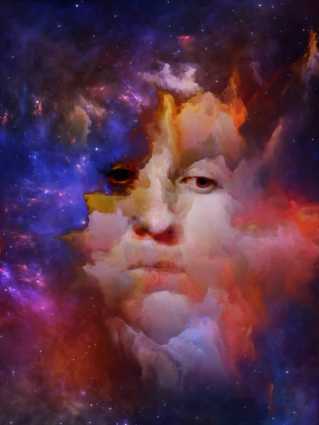 Das Universum Wird Sich Uns Erinnern Hintergrundkomposition Von Frauengesicht Nebel — Stockfoto