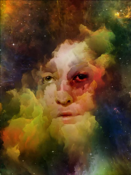 Universe Remember Series Graphic Composition Woman Face Nebula Stars Subject — Stock Photo, Image