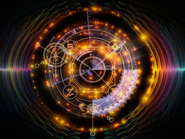 アストラル グロー シリーズ 神聖な幾何学ライン 占星術のシンボル 魔法と神秘主義の主題上のライトの配置 — ストック写真