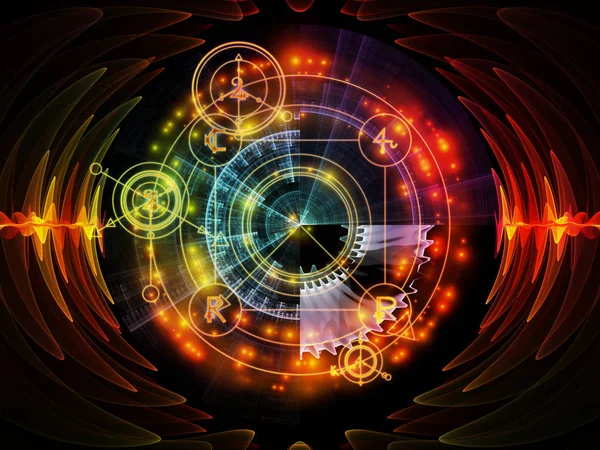 アストラル グロー シリーズ 神聖な幾何学ライン 占星術のシンボル 魔法と神秘主義の主題上のライトの背景デザイン — ストック写真