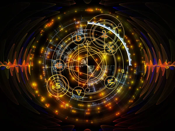 Серия Astral Glow Состав Линий Сакральной Геометрии Астрологических Символов Огней — стоковое фото