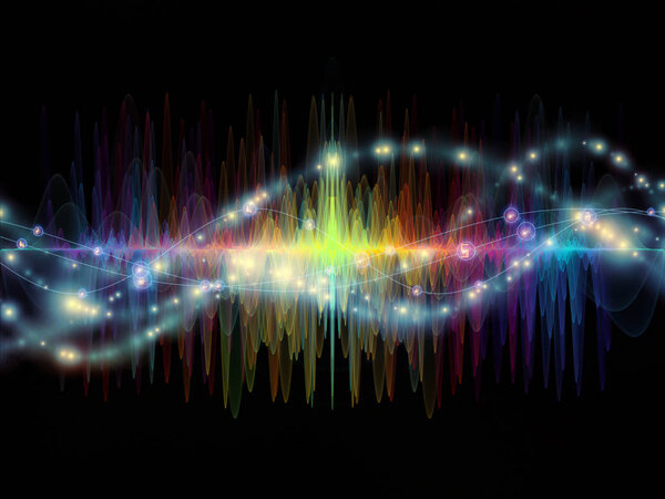 Серия Wave Function. Состав цветных синусовых вибраций, легких и фрактальных элементов с метафорическим отношением к звучанию эквалайзера, музыкальному спектру и квантовой вероятности
