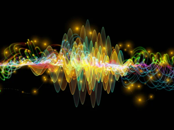 Wave Function series. Background design of colored sine vibrations, light and fractal elements on the subject of sound equalizer, music spectrum and  quantum probability