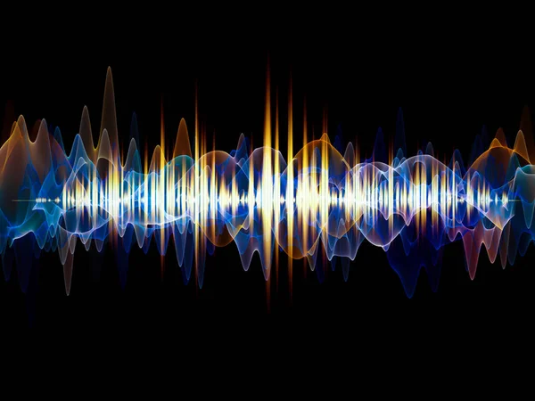 波動関数のシリーズ 色の正弦振動の抽象的なアレンジ 音のイコライザーのプロジェクトの背景として光とフラクタルの要素の音楽のスペクトルと量子確率 — ストック写真