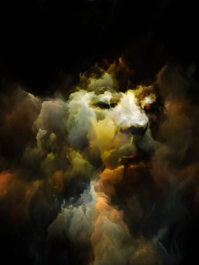 Soul gölge serisi. Kadın yüzü gerçeküstü portre renkli fraktal Bulutsusu doku Düşler, kabuslar, hayal gücü, ruh sağlığı, yaratıcılık ve insan aklının konu ile erimiş