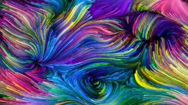 Color In Motion serisi. Tasarım, yaratıcılık ve hayal gücü üzerine bir kavram metaforu olarak, ekranlar ve cihazlar için duvar kağıdı olarak kullanılacak sıvı boya modelinin yaratıcı düzenlenmesi