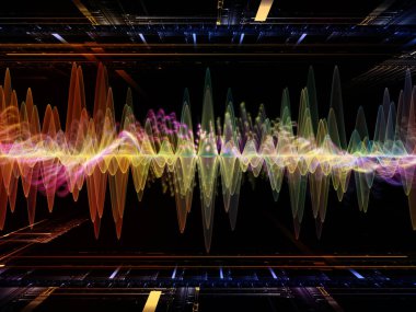 Dalga fonksiyonu serisi. Renkli sinüs titreşimler, ışık ve fraktal öğeleri ses ekolayzer, müzik projelerde için uygun bir zemin olarak spektrum ve kuantum olasılık