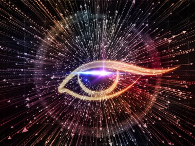 Bilgi serisi gözü. Yaratıcı düzeni göz simgesini ve ok konuda bilim, eğitim ve modern teknoloji kavramı mecaz olarak seri çekim