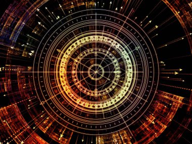 Anlam serisi çemberi. Kutsal sembolleri, oklar ve fraktal öğeleri, maneviyat, Astroloji, fal ve sihir konuyla ilgili kompozisyon