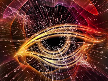 Bilgi serisi gözü. Bilim, eğitim ve modern teknoloji projeleri için göz simgesini ve ok patlama