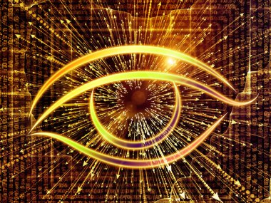 Bilgi serisi gözü. Göz simgesini ve ok aranjman bilim, eğitim ve modern teknoloji projeleri için uygun veri bloğu