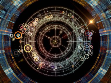 Arka plan tasarımı fraktal öğeleri, kutsal sembolleri ve Tasavvuf, gizli, Astroloji ve manevi konuda daireler. Kutsal daireler serisi.